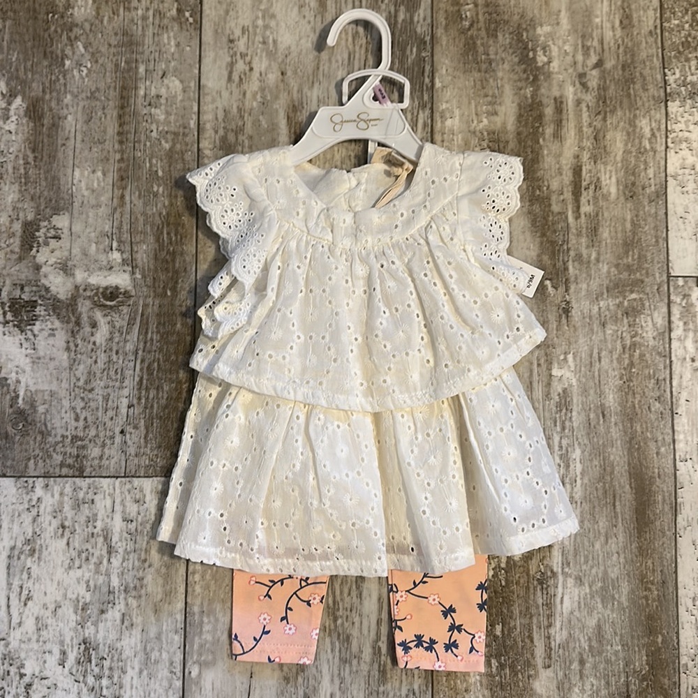 Jessica Simpson eyelet dress and leggings 2 piece set